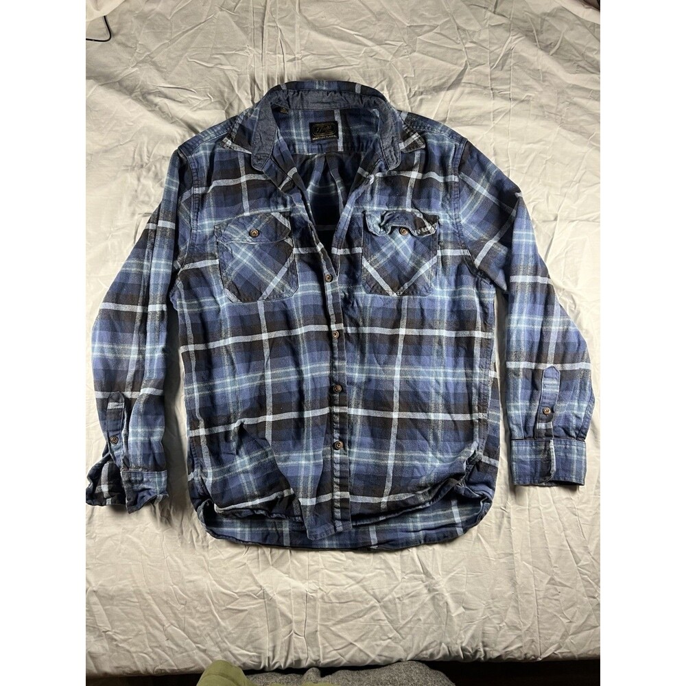 Jachs Mfg Heavyweight Blue Plaid Long Sleeve Heritage Flannel Sz XL Button Down